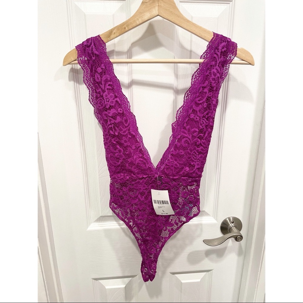Pink lace bodysuit